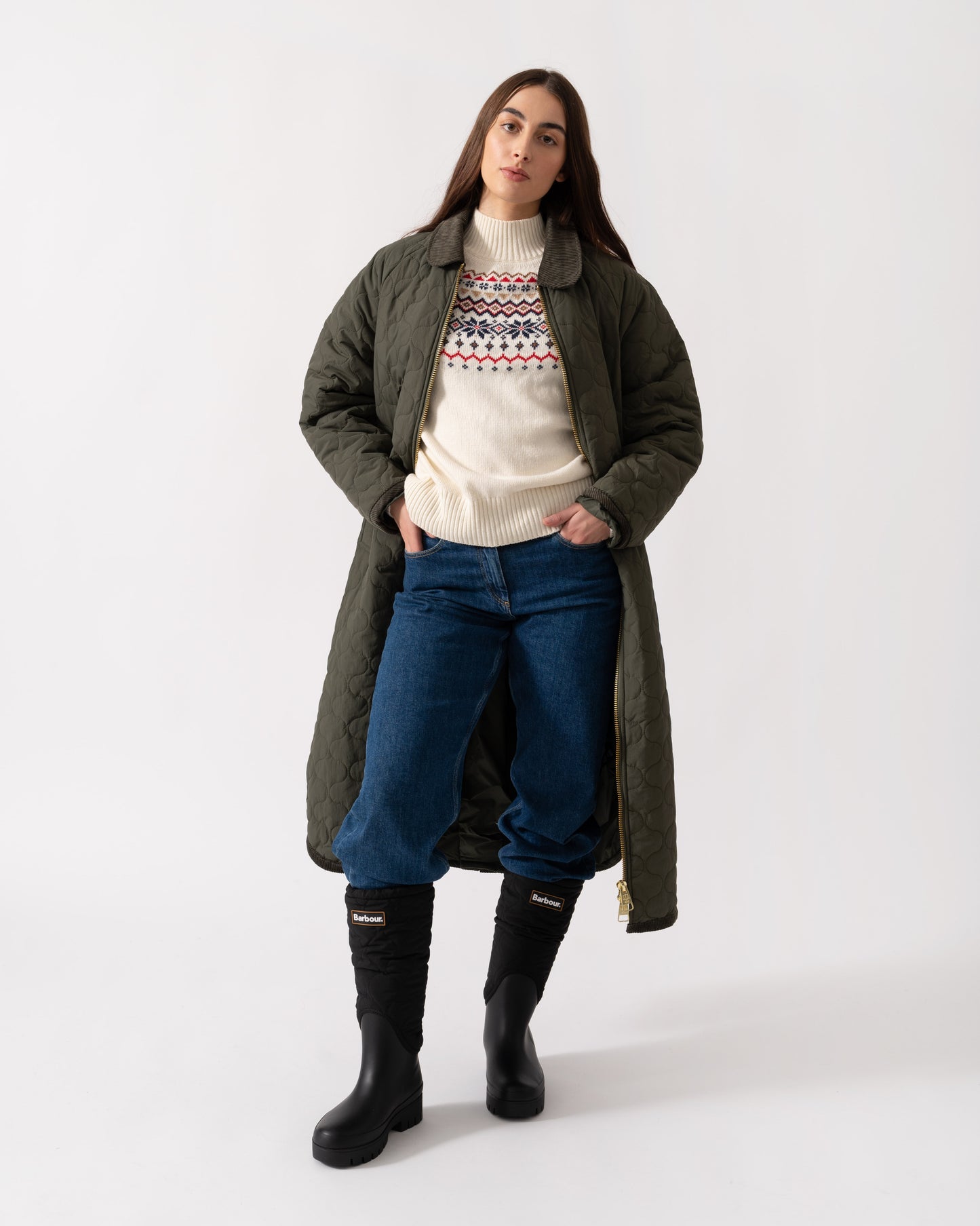 Hunter Fionn Womens Long Quilted Jacket - Kambaba - CHO - Designer Womens Padded Jackets