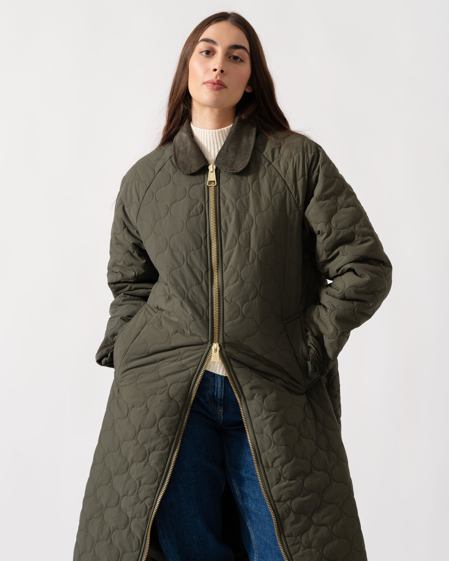 Hunter Fionn Womens Long Quilted Jacket - Kambaba - CHO - Designer Womens Padded Jackets
