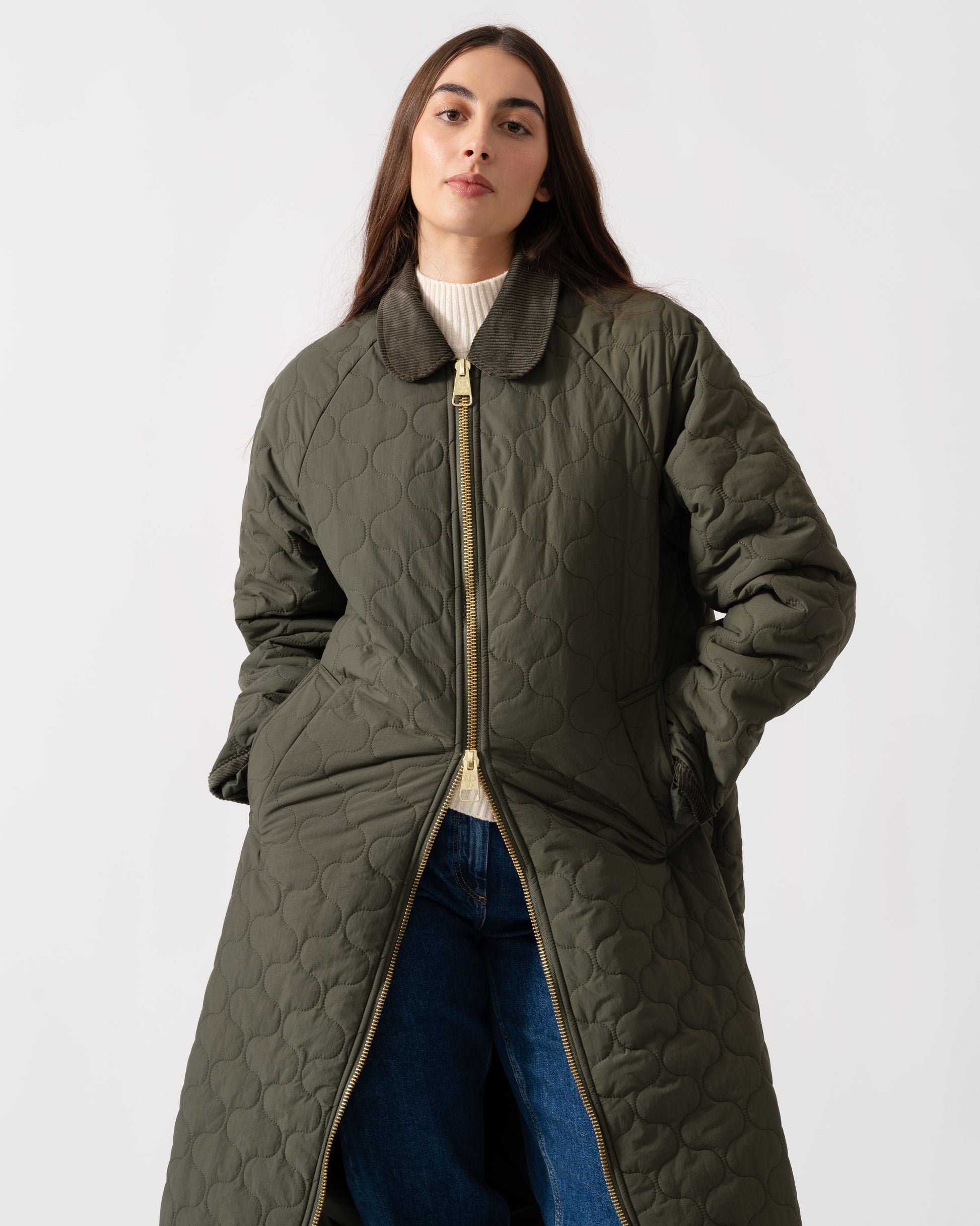 Hunter Fionn Womens Long Quilted Jacket - Kambaba - CHO - Designer Womens Padded Jackets
