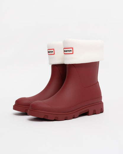 Hunter Fleece Short Boot Sock side shot in welly
