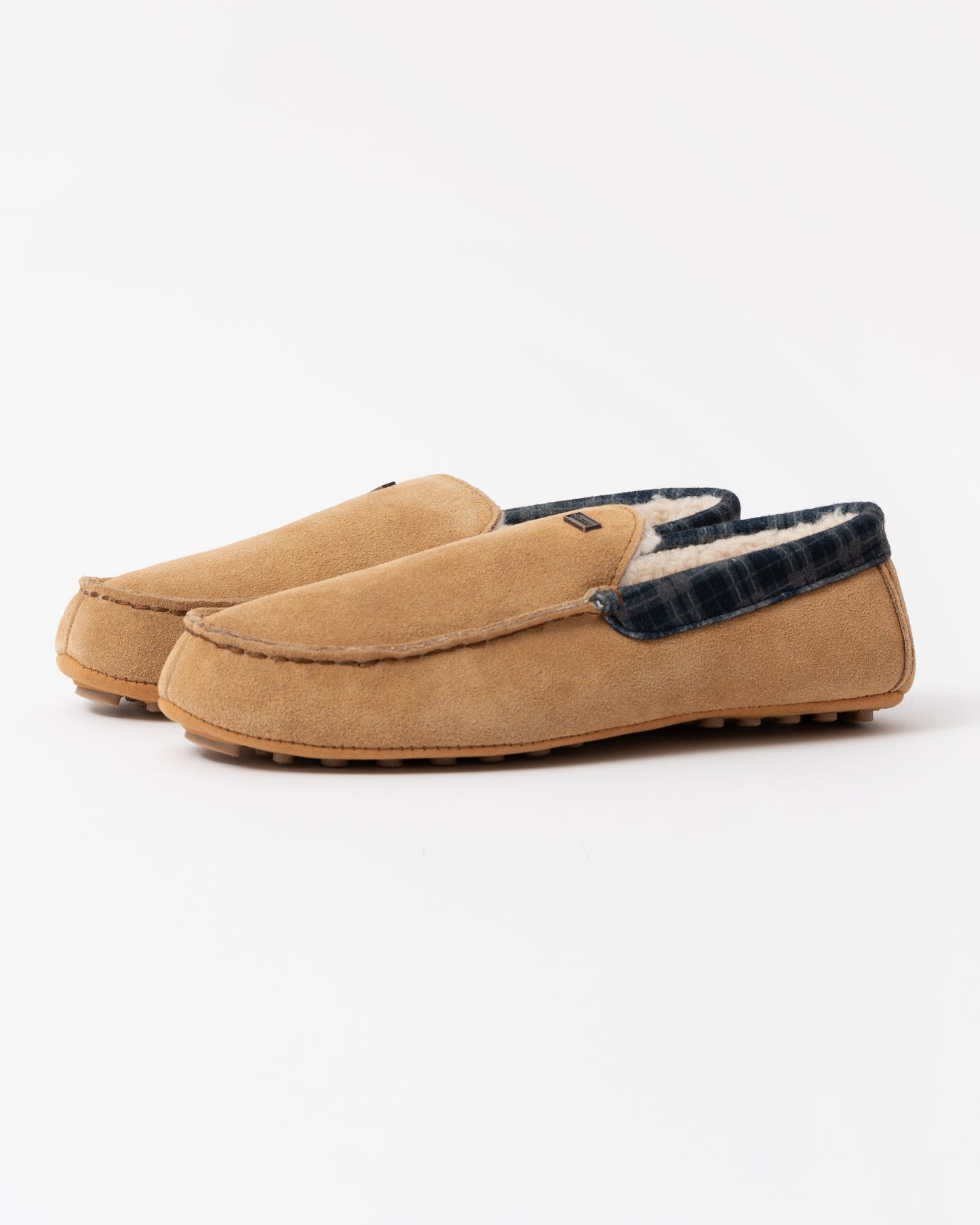 Hunter Mens Tartan Collar Moccasin Slipper front