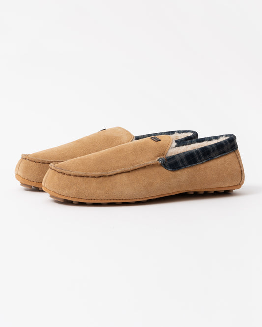 Hunter Mens Tartan Collar Moccasin Slipper front
