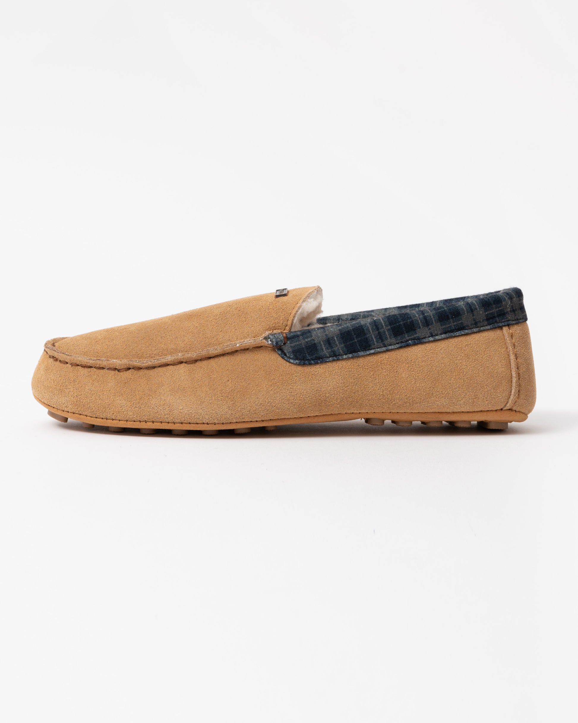 Hunter Mens Tartan Collar Moccasin Slipper side