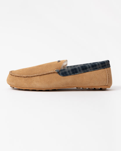 Hunter Mens Tartan Collar Moccasin Slipper side