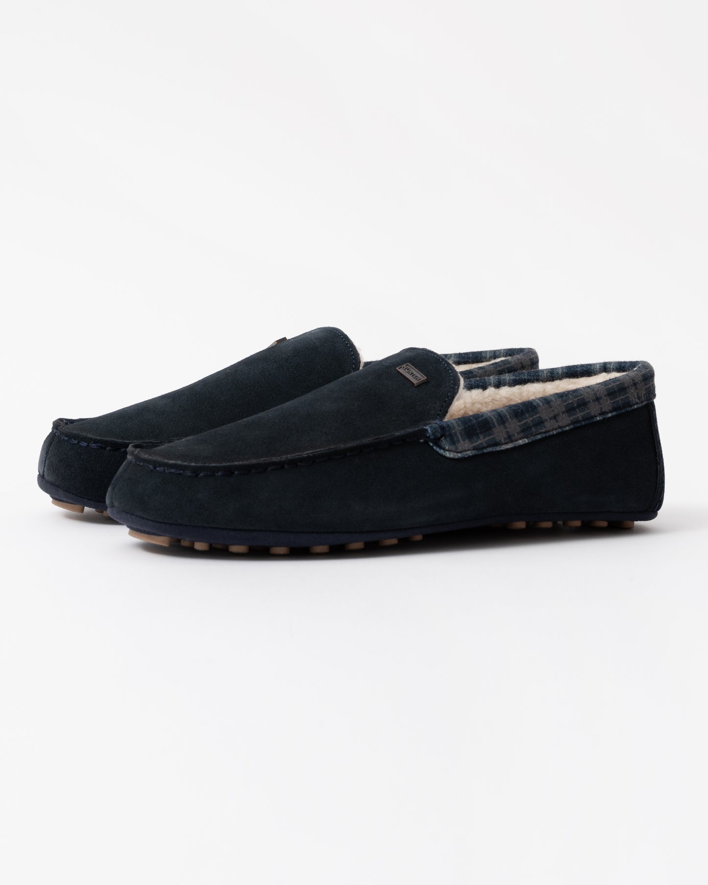 Hunter Mens Moccasin Slipper Tartan Collar front