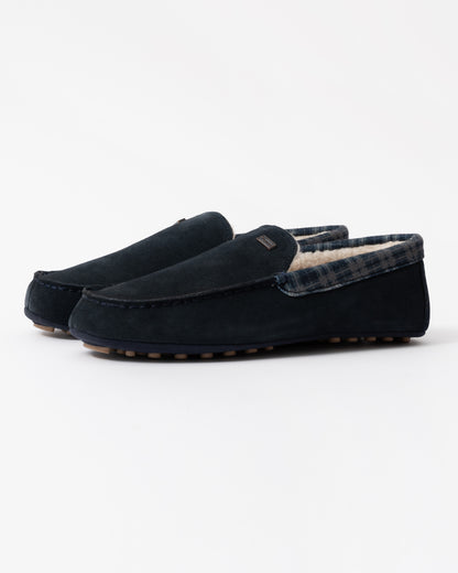 Hunter Mens Moccasin Slipper Tartan Collar front