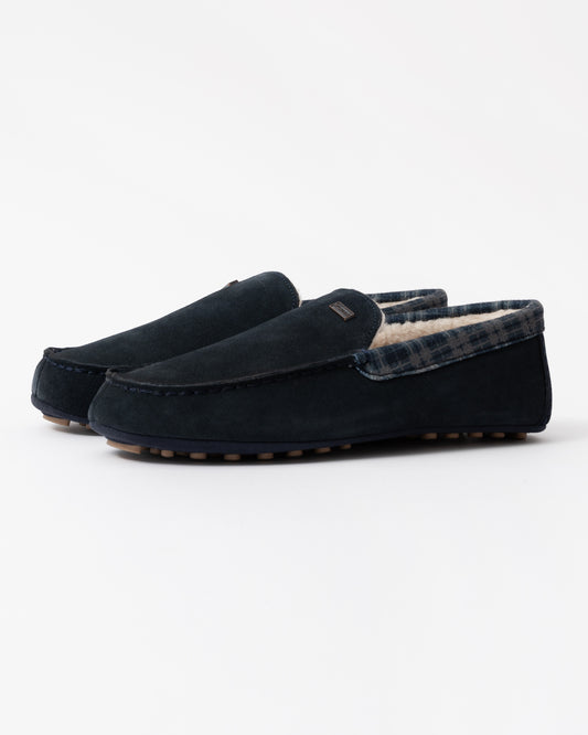 Hunter Mens Moccasin Slipper Tartan Collar front
