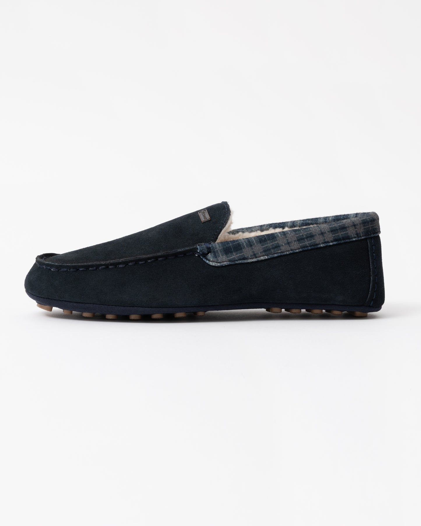 Hunter Mens Moccasin Slipper Tartan Collar side