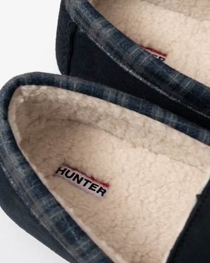 Hunter Mens Moccasin Slipper Tartan Collar Inside