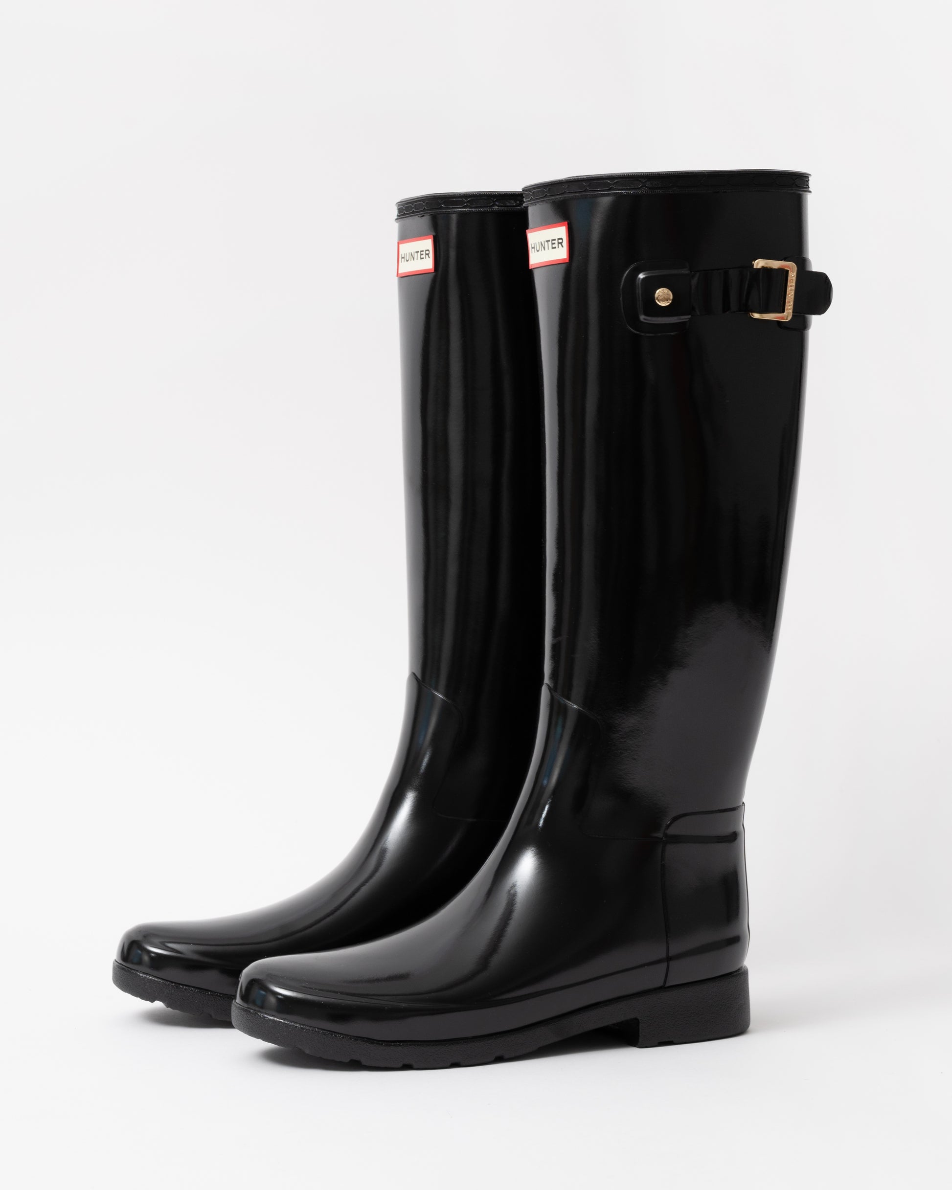 Hunter Womens Refined Gold Trim Tall Gloss Boot front