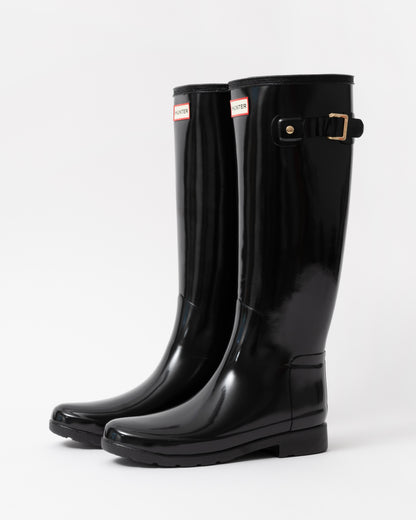 Hunter Womens Refined Gold Trim Tall Gloss Boot front