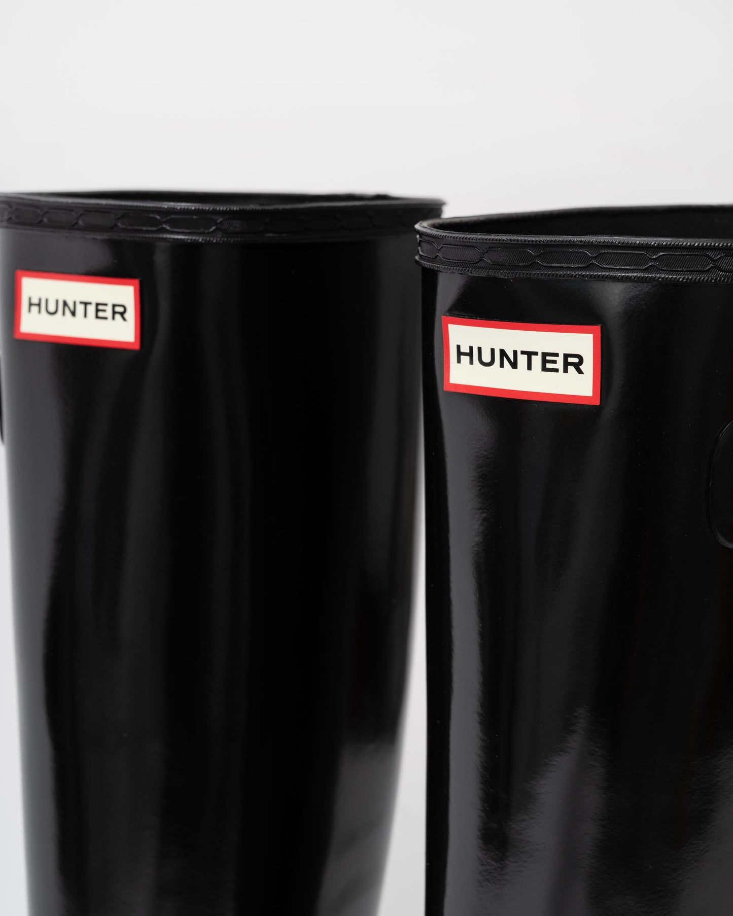 Hunter Womens Refined Gold Trim Tall Gloss Boot logo detail