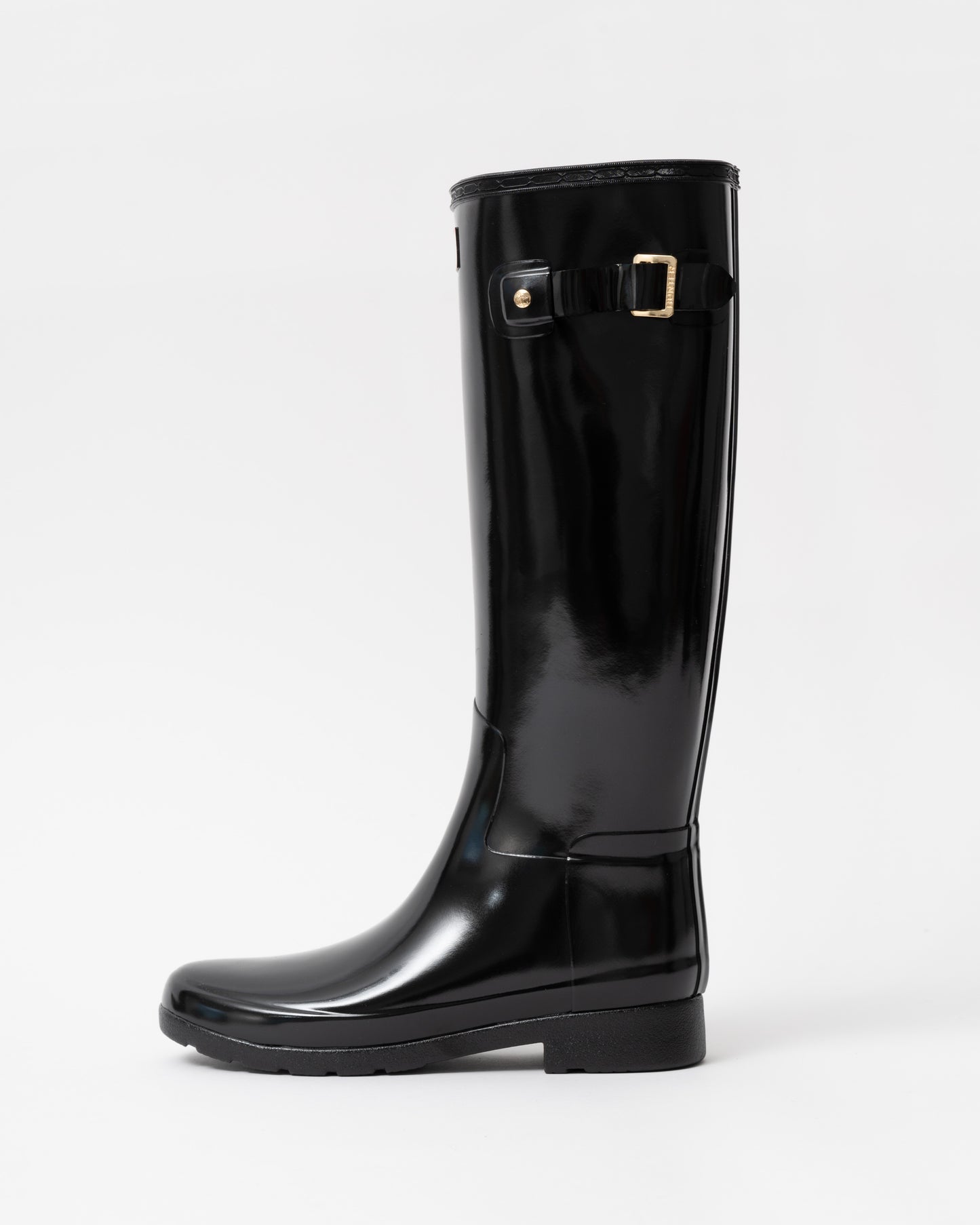 Hunter Womens Refined Gold Trim Tall Gloss Boot side