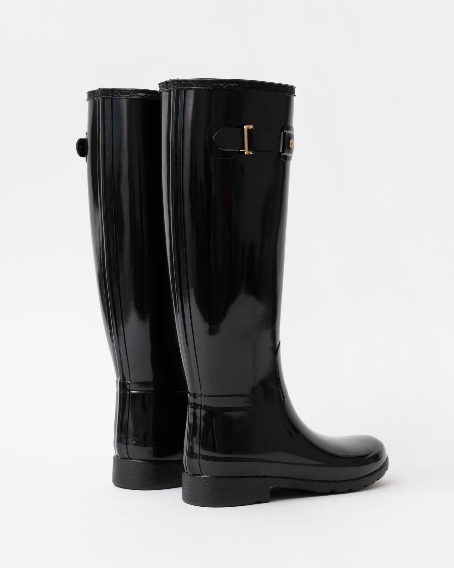 Hunter Womens Refined Gold Trim Tall Gloss Boot back