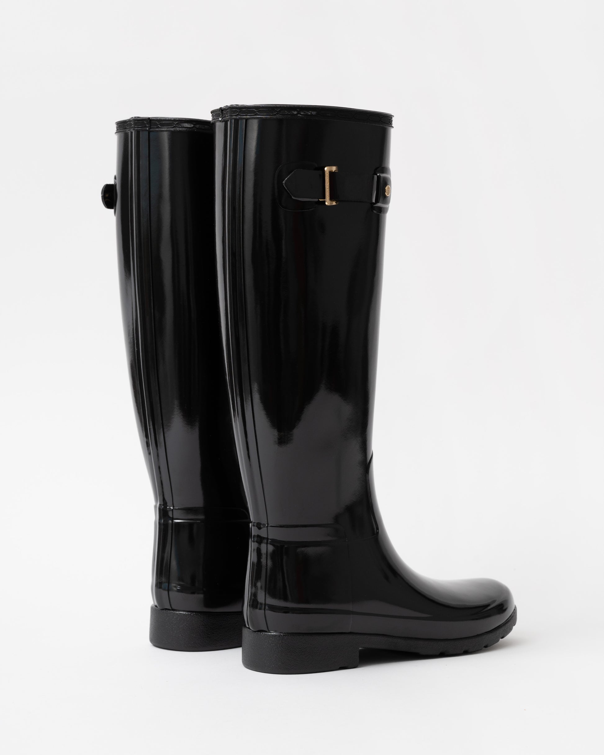 Hunter Womens Refined Gold Trim Tall Gloss Boot back