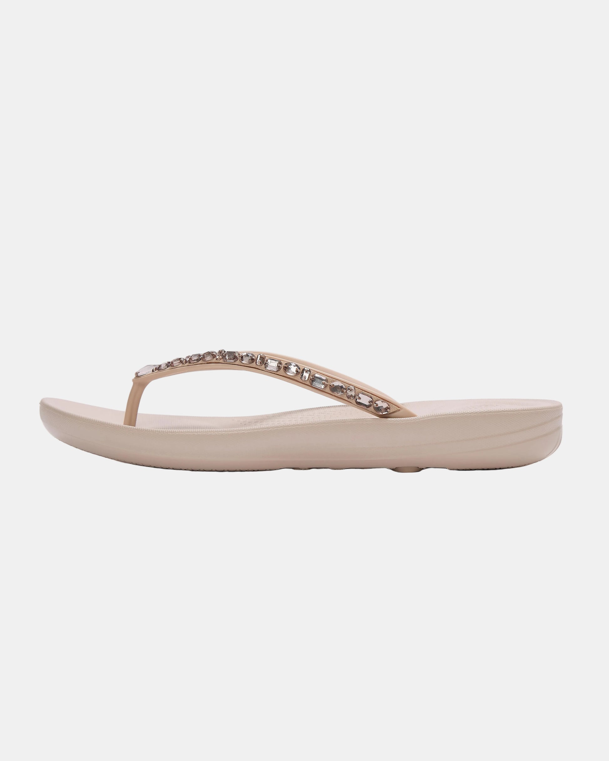 FitFlop Womens iQushion Multi-Crystal Ergonomic Flip-Flops - All Nude Rose D46 | CHO | Designer Womens Sandals