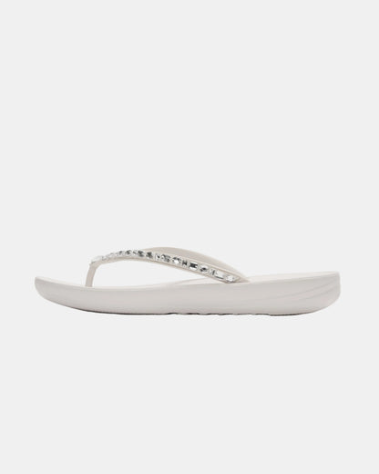 FitFlop Womens iQushion Multi-Crystal Ergonomic Flip-Flops - Urban White 194 | CHO | Designer Womens Sandals