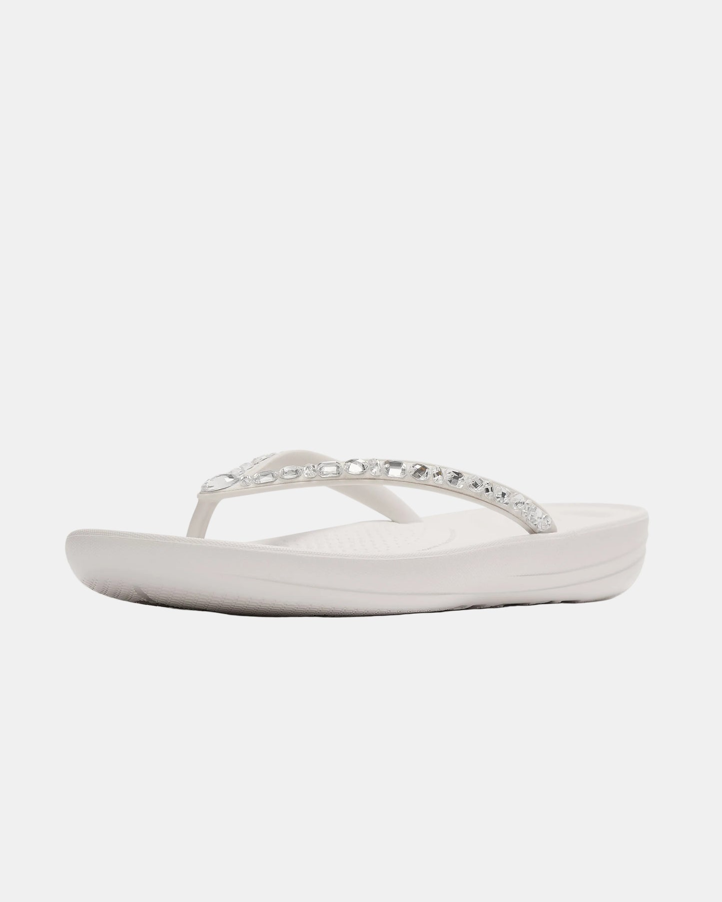 FitFlop Womens iQushion Multi-Crystal Ergonomic Flip-Flops - Urban White 194 | CHO | Designer Womens Sandals