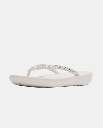 FitFlop Womens iQushion Multi-Crystal Ergonomic Flip-Flops - Urban White 194 | CHO | Designer Womens Sandals