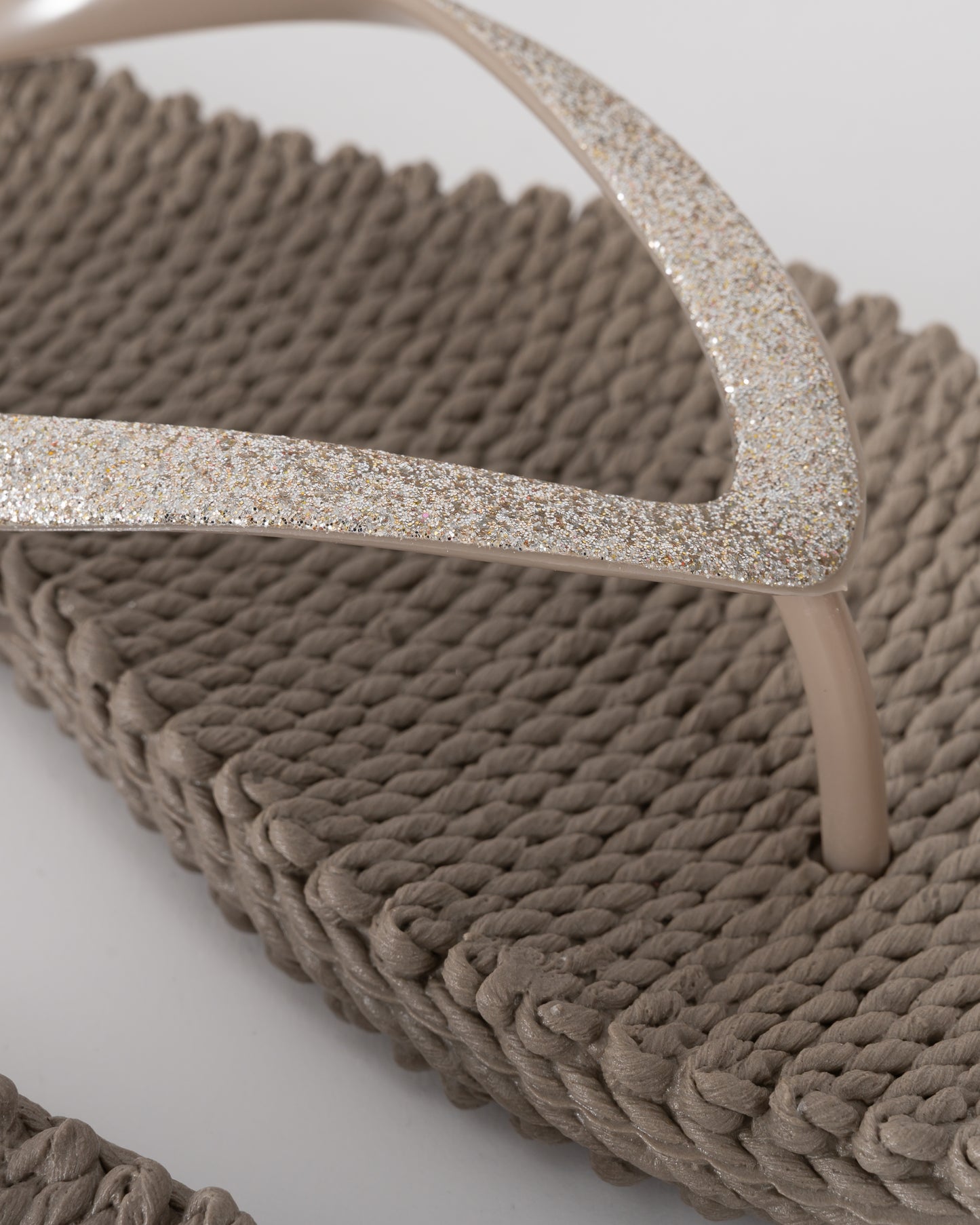 detail of Ilse Jacobsen Cheerful Glitter Womens Flip Flops in Atmosphere colour