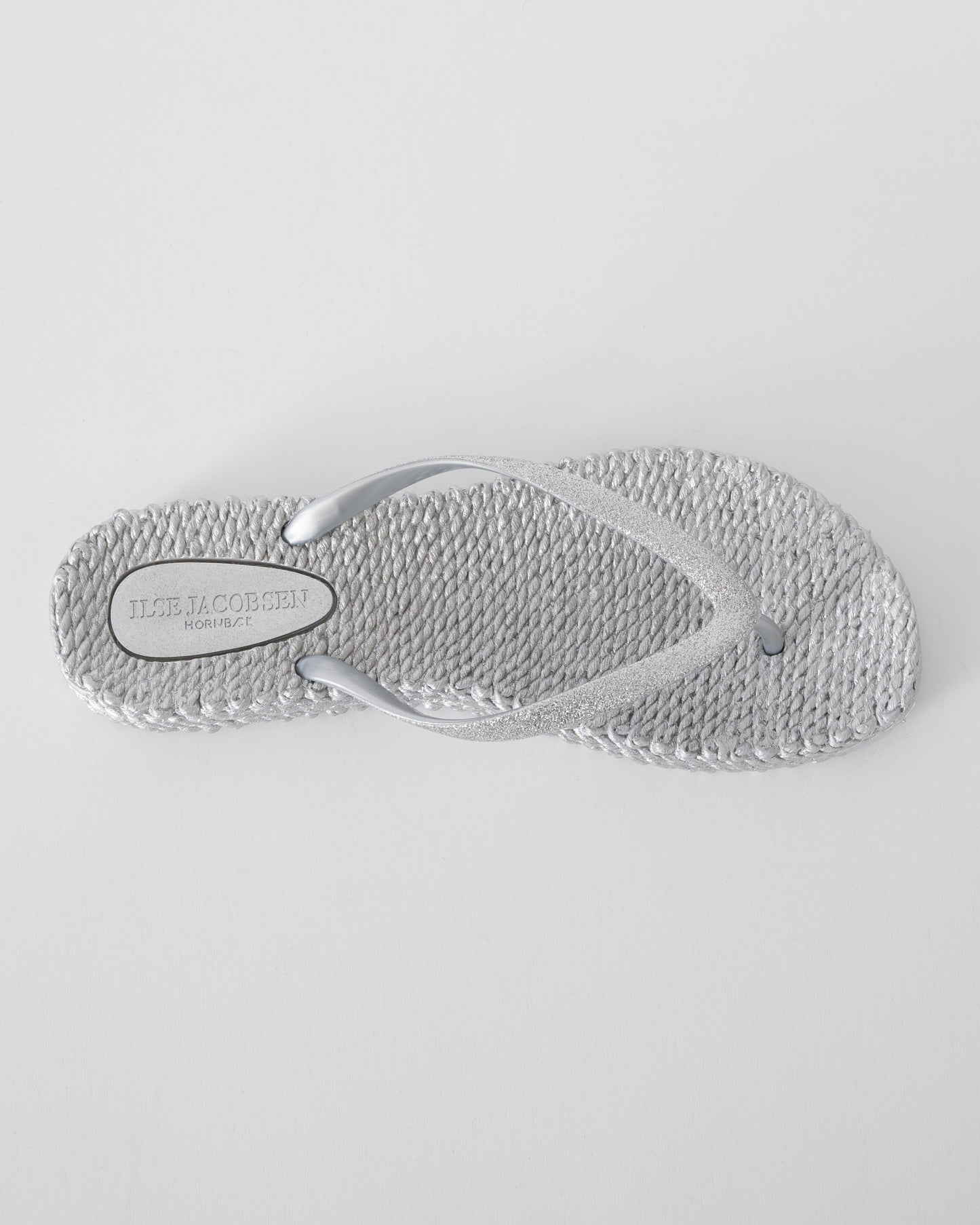 top shot of Ilse Jacobsen Cheerful Glitter Womens Flip Flops in Silver
