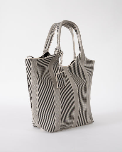 side of Ilse Jacobsen Knitty Womens Knitted Bag in Milk Creme and  Black