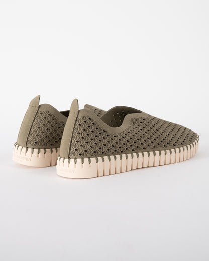 back of Ilse Jacobsen Tulip Slip-In Womens Shoes in Army green
