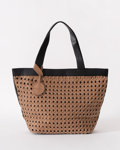 Ilse Jacobsen Braided Shopper With Black Detailing in Mocca Black 248001