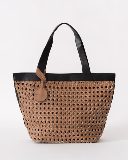Ilse Jacobsen Braided Shopper With Black Detailing in Mocca Black 248001