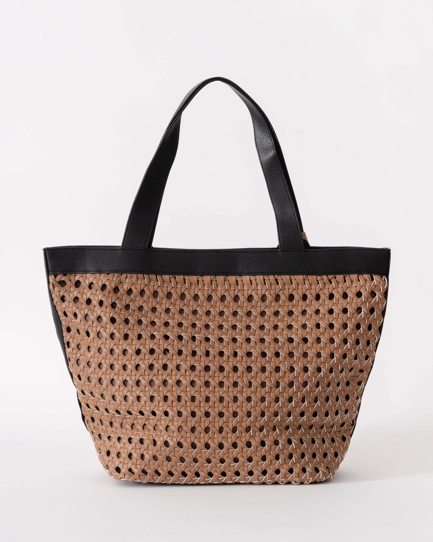 Ilse Jacobsen Braided Shopper With Black Detailing - Mocca Black 248001 - CHO - Designer Womens Tote Bags