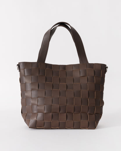 CHIP11 Braided Cross-Body Shopper in Chocolate Brown 229