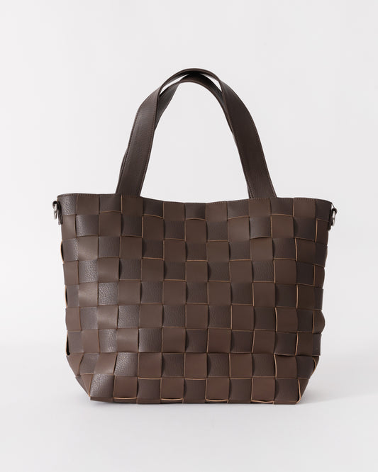 CHIP11 Braided Cross-Body Shopper in Chocolate Brown 229