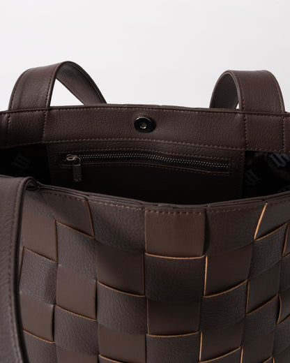 Ilse Jacobsen Chip Braided Cross-Body Shopper - Chocolate Brown 229 - CHO - Designer Womens Tote Bags