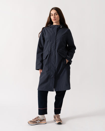 Ilse Jacobsen Daybreak Womens Long Softshell Raincoat - Dark Indigo 660