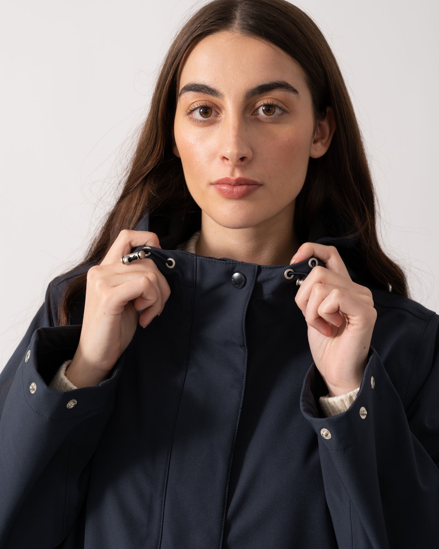 Ilse Jacobsen Daybreak Womens Long Softshell Raincoat - Dark Indigo 660