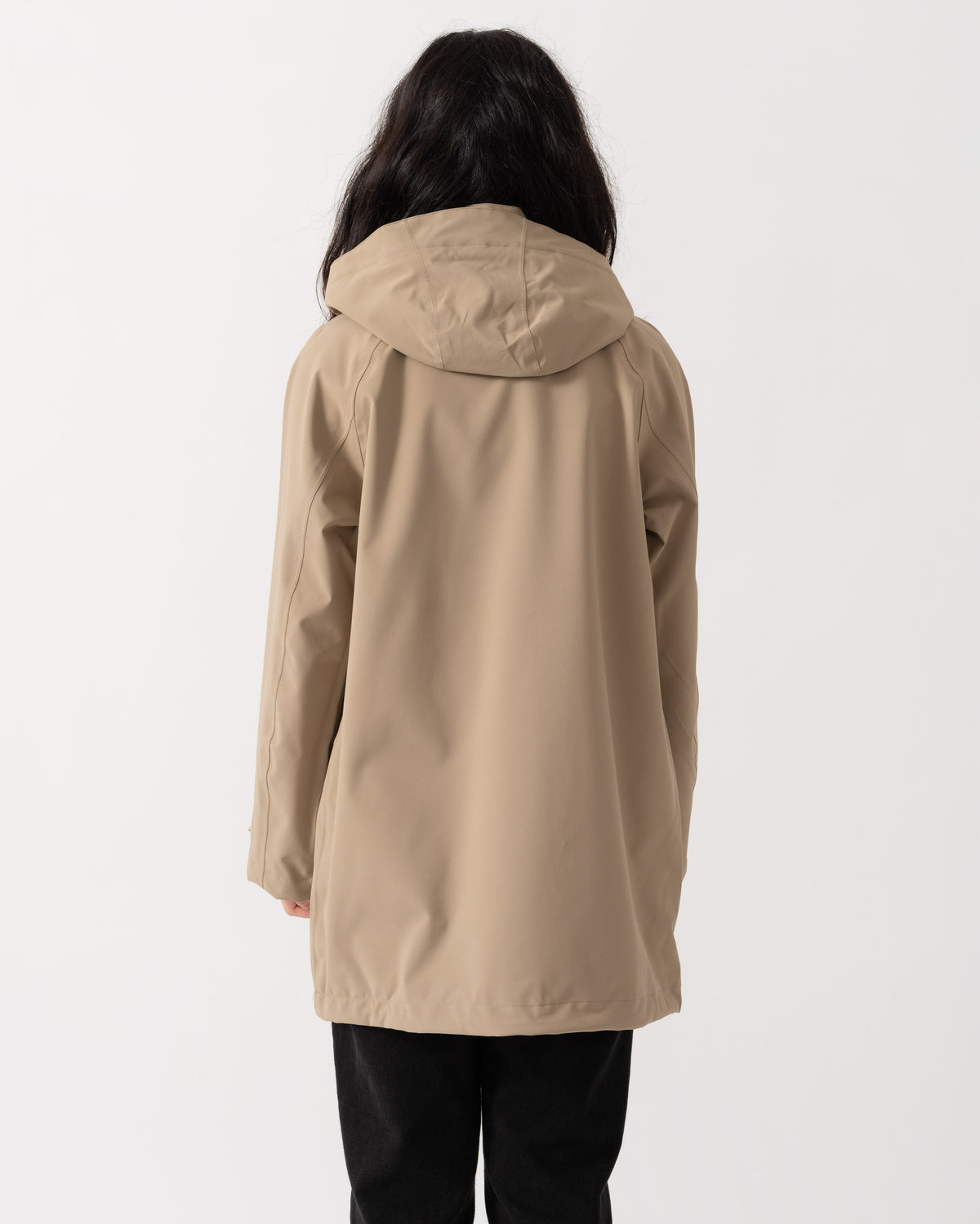 Back of Ilse Jacobsen Gentle Rain Womens Raglan Raincoat - Greige 105