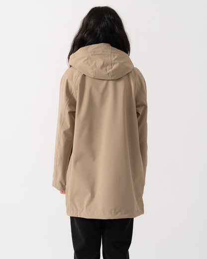 Back of Ilse Jacobsen Gentle Rain Womens Raglan Raincoat - Greige 105