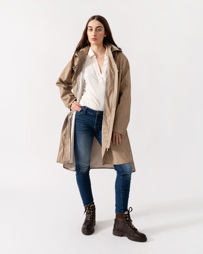 Ilse Jacobsen Rain Womens A-Line Rubberised Raincoat - Wheat 222