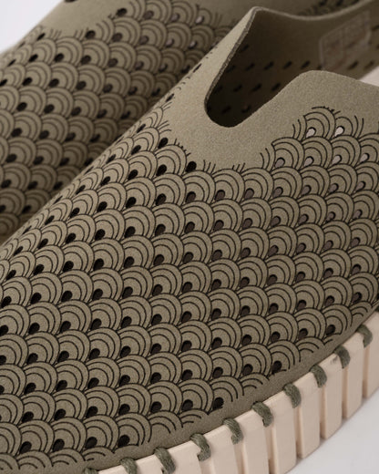 Tulip Slip-In Womens Platform Shoes in Army 410 - Detail