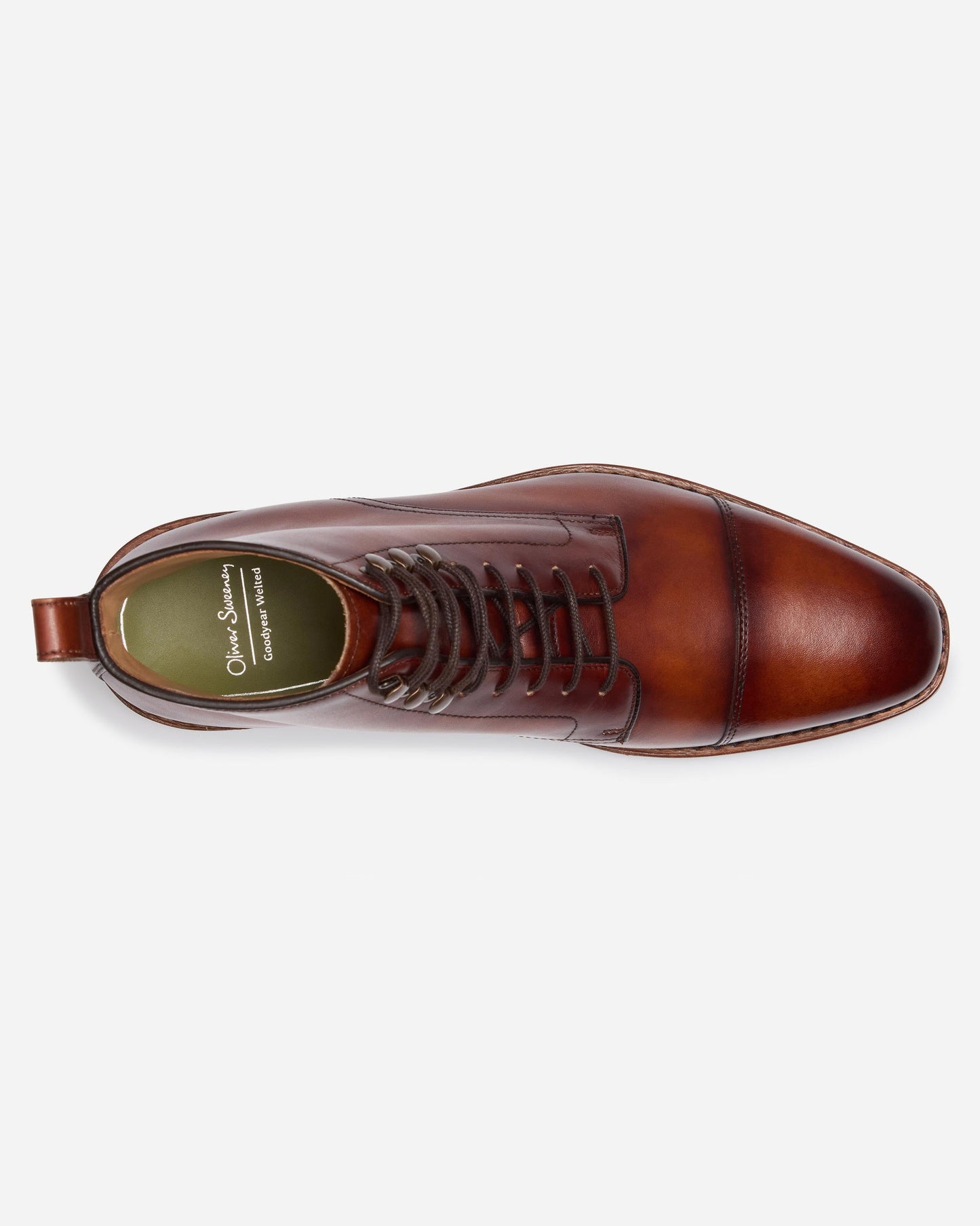 Oliver Sweeney Inglesham Mens Antiqued Calf Leather Boots - Dark Tan