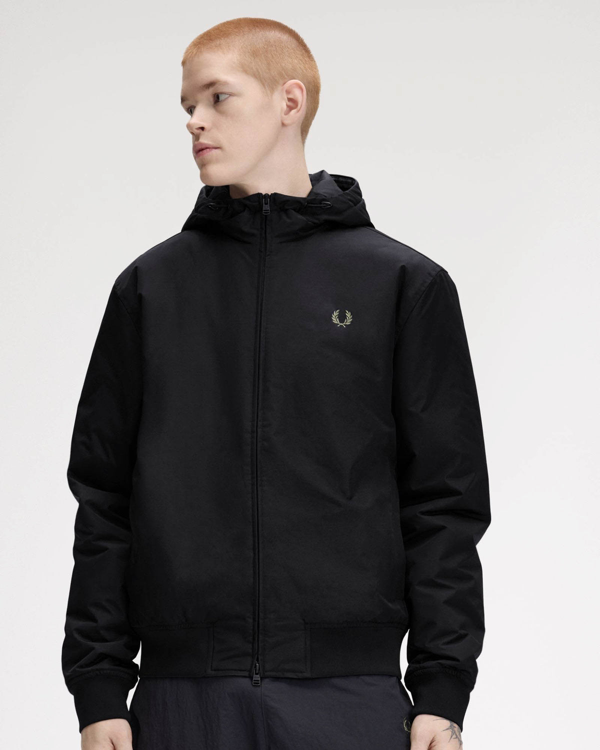 Fred Perry Mens Hooded Brentham Jacket - Black 184 front 2