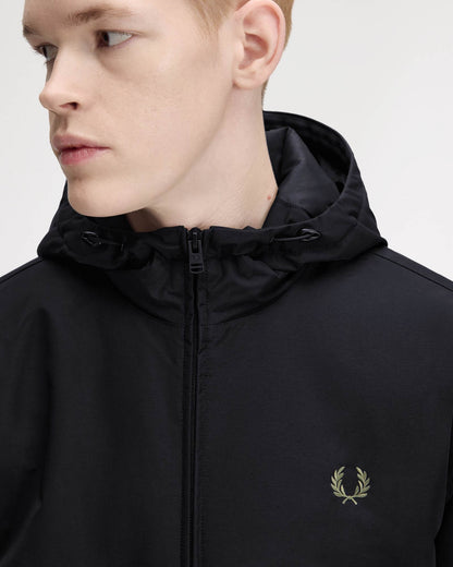 Fred Perry Mens Hooded Brentham Jacket - Black 184 collar detail