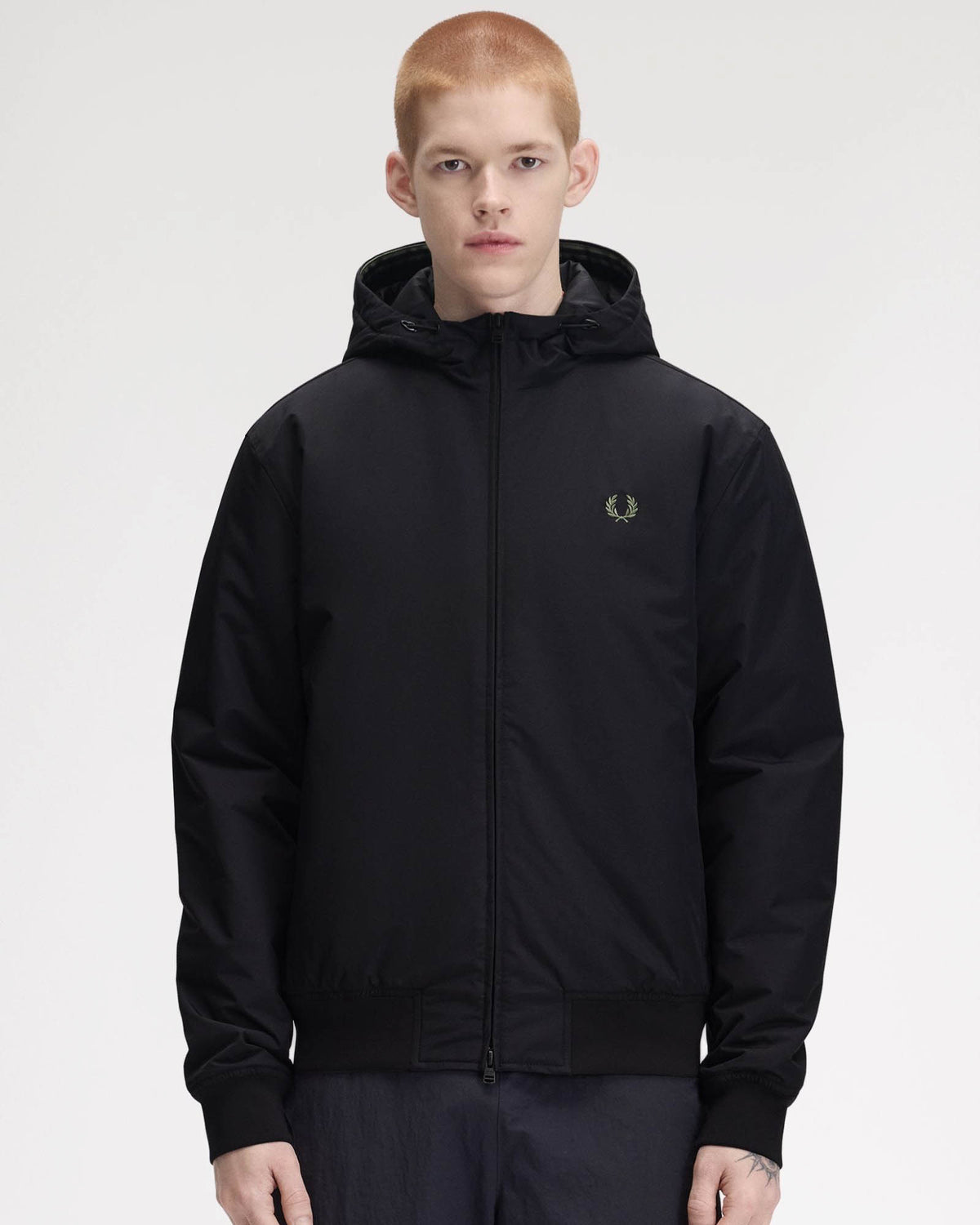 Fred Perry Mens Hooded Brentham Jacket - Black 184 front