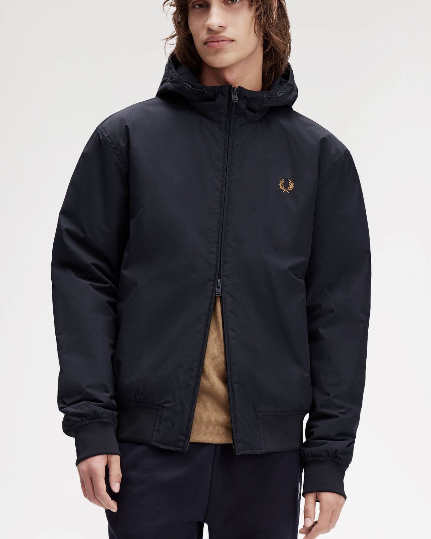 Fred Perry Mens Hooded Brentham Jacket - Navy 248