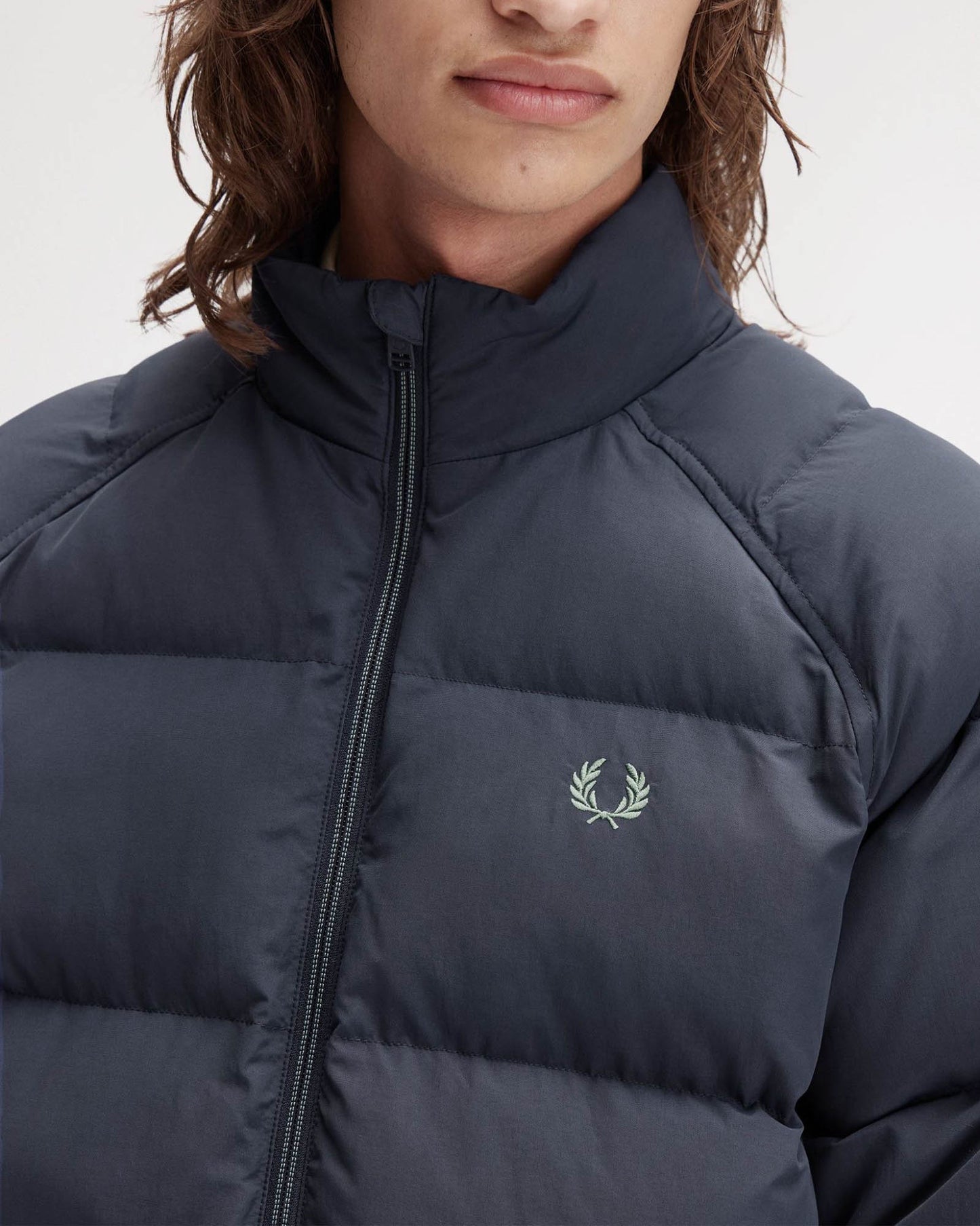 Fred Perry Mens Raglan Sleeve Padded Jacket - Dark Airforce 738