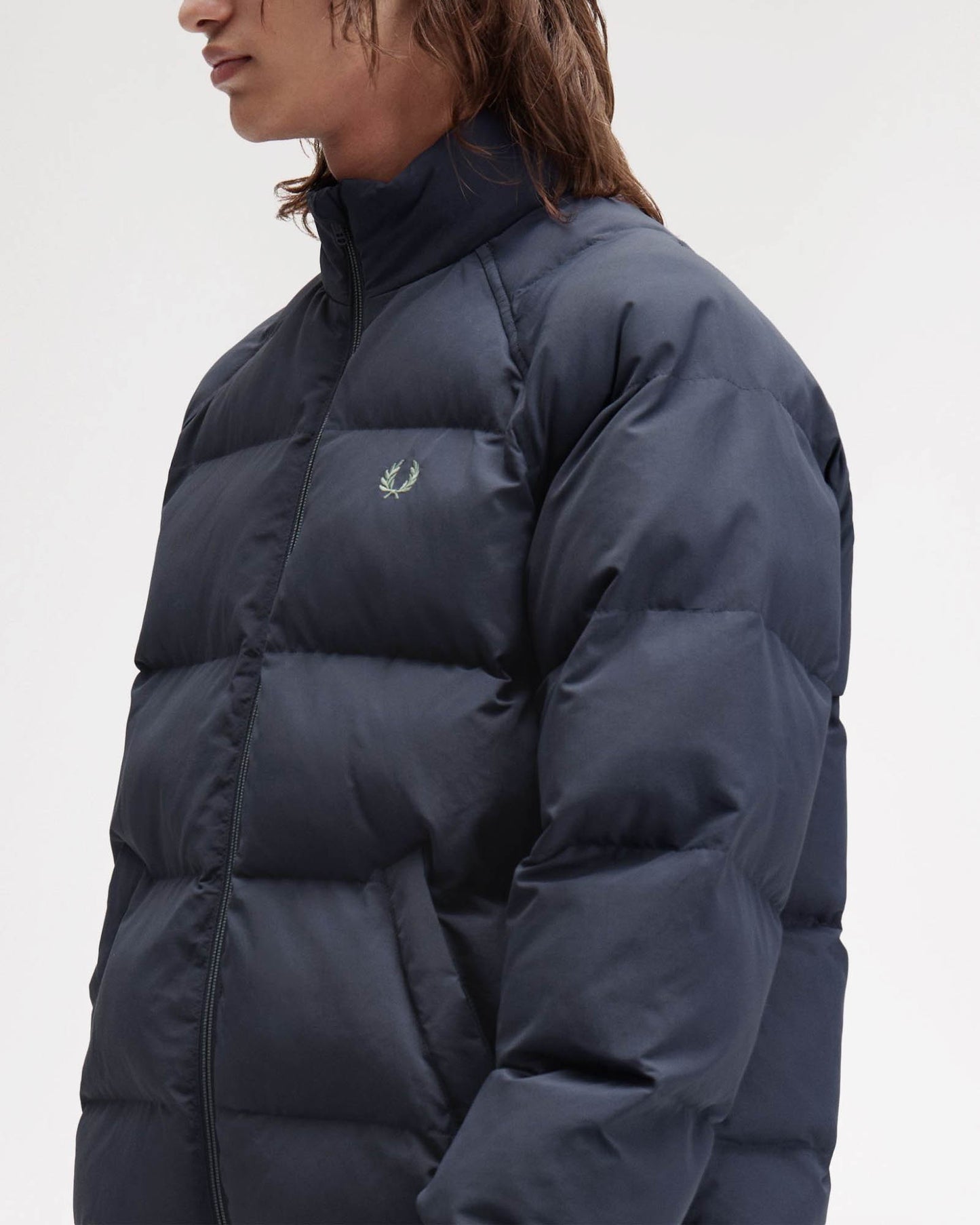 Fred Perry Mens Raglan Sleeve Padded Jacket - Dark Airforce 738