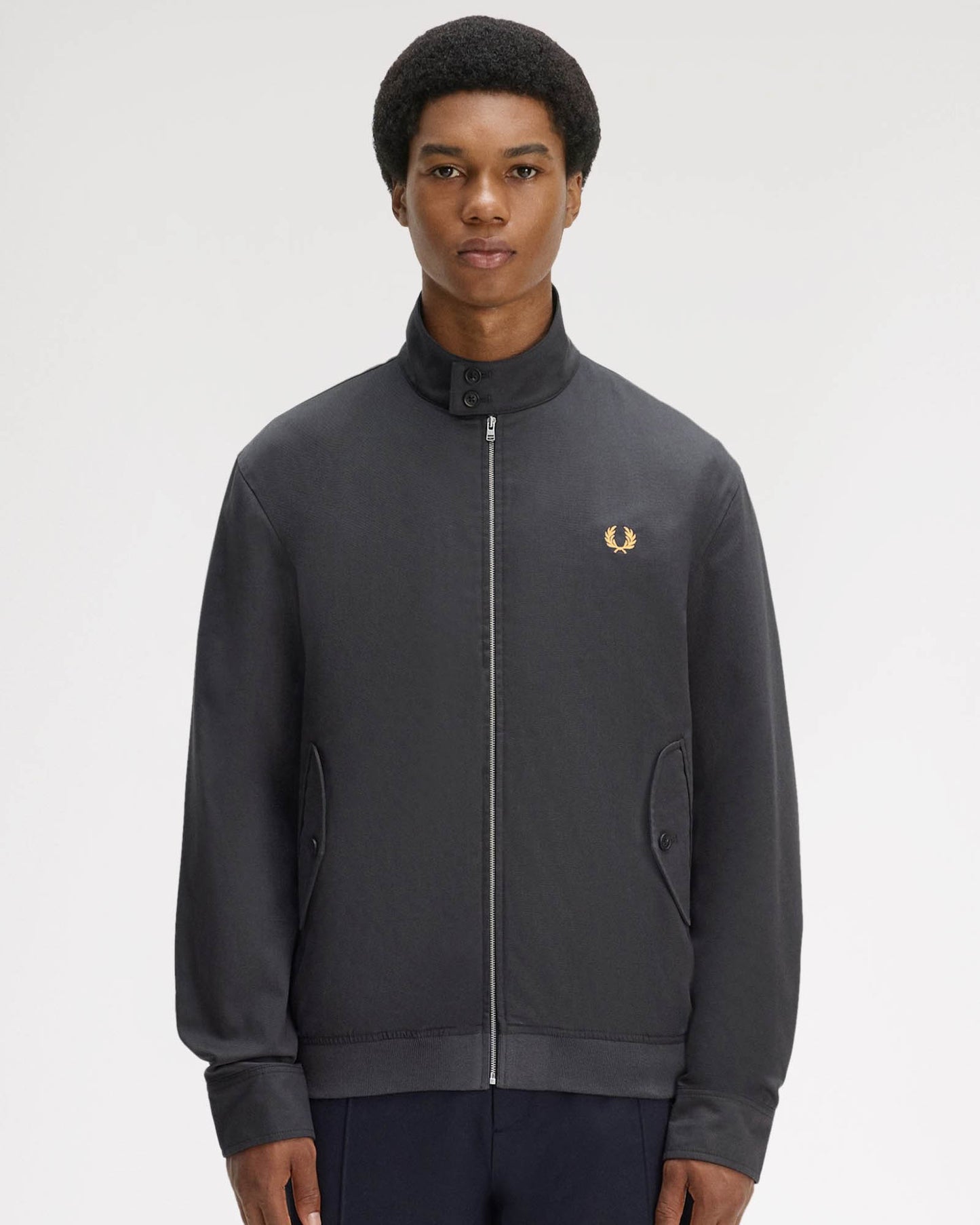 Fred Perry Mens Twill Harrington Jacket - Anchor Grey 297