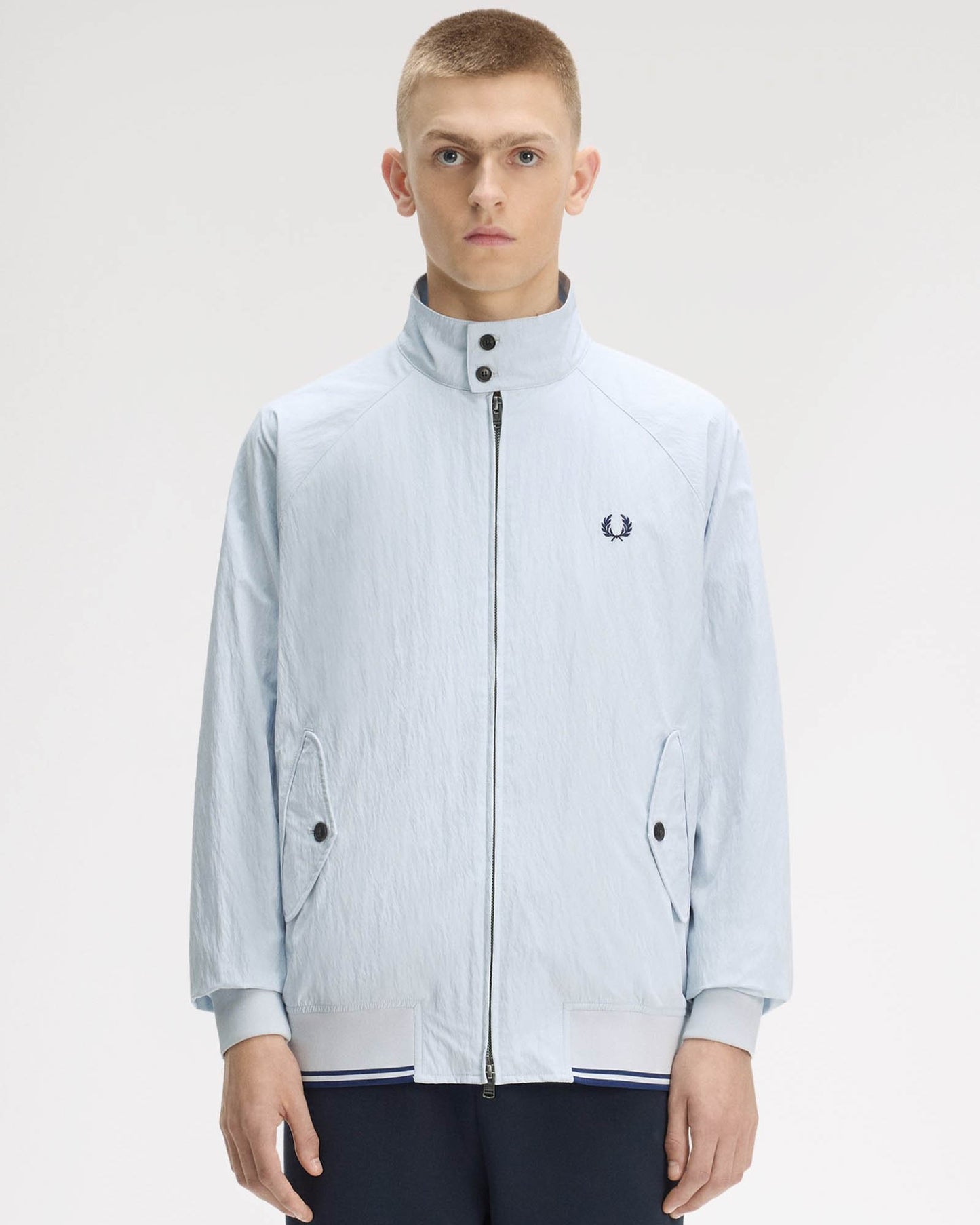 Fred Perry Mens Crinkle Harrington Jacket - Dusky Blue 28A