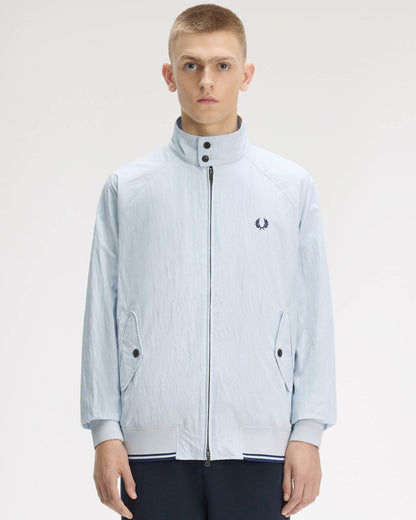 Fred Perry Mens Crinkle Harrington Jacket - Dusky Blue 28A