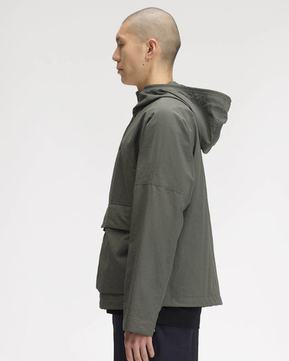 Fred Perry Mens Cropped Ripstop Parka - Field Green D09, side